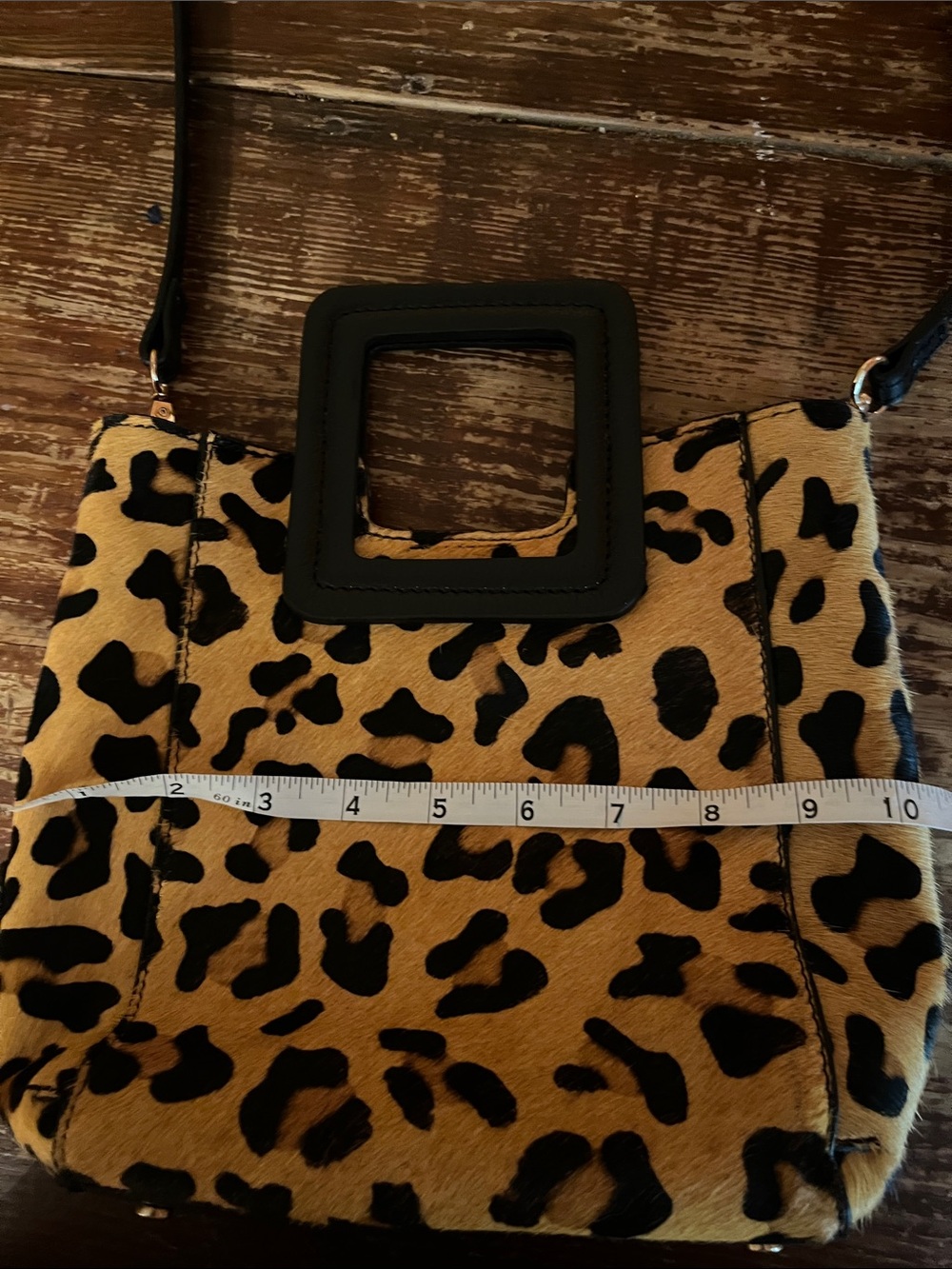 Leopard Print Calf Hair Leather Crossbody/ Satchel - Picture 6 of 10